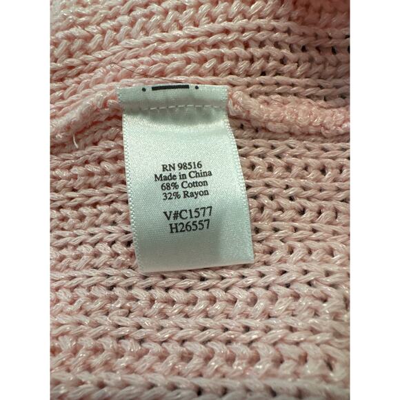 Vintage Coldwater Creek Pink Knit Cardigan Sweater 1X 3/4 Sleeve Lightweight - Picture 7 of 7